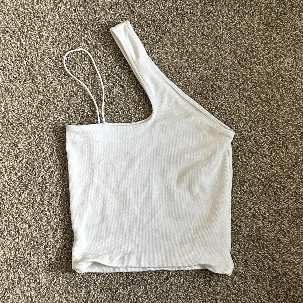 Zara White Asymmetrical Tank Top